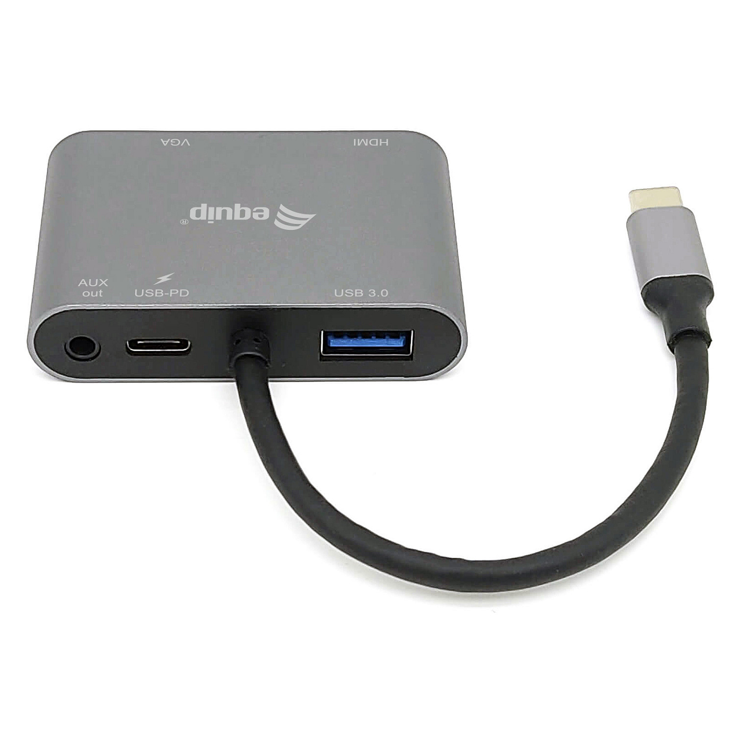 Docking Station Equip USB-C / HDMI / VGA / USB 3.0 / AUX / 100W PD / Kabllo 15cm - Zezë - 2