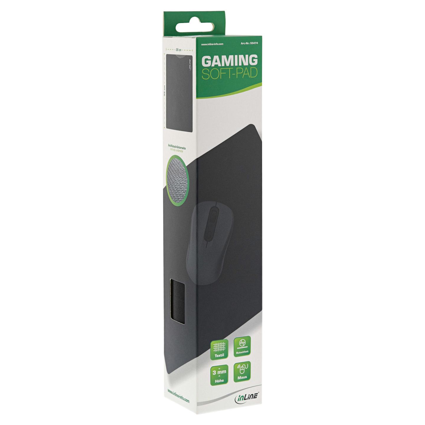 Mauspad InLine 55474, Soft Gaming Pad, 350 × 260 × 3 mm – Zezë - 3