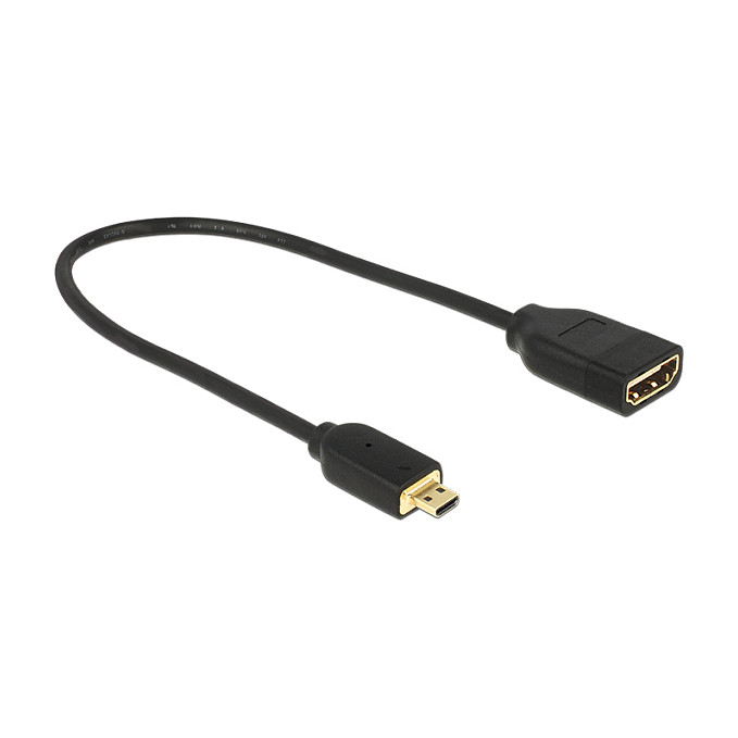 DELOCK Kabel HDMI Micro D Stecker > HDMI A Buchse High Speed with Ethernet 3D 4K 20cm Premium Slim - 1