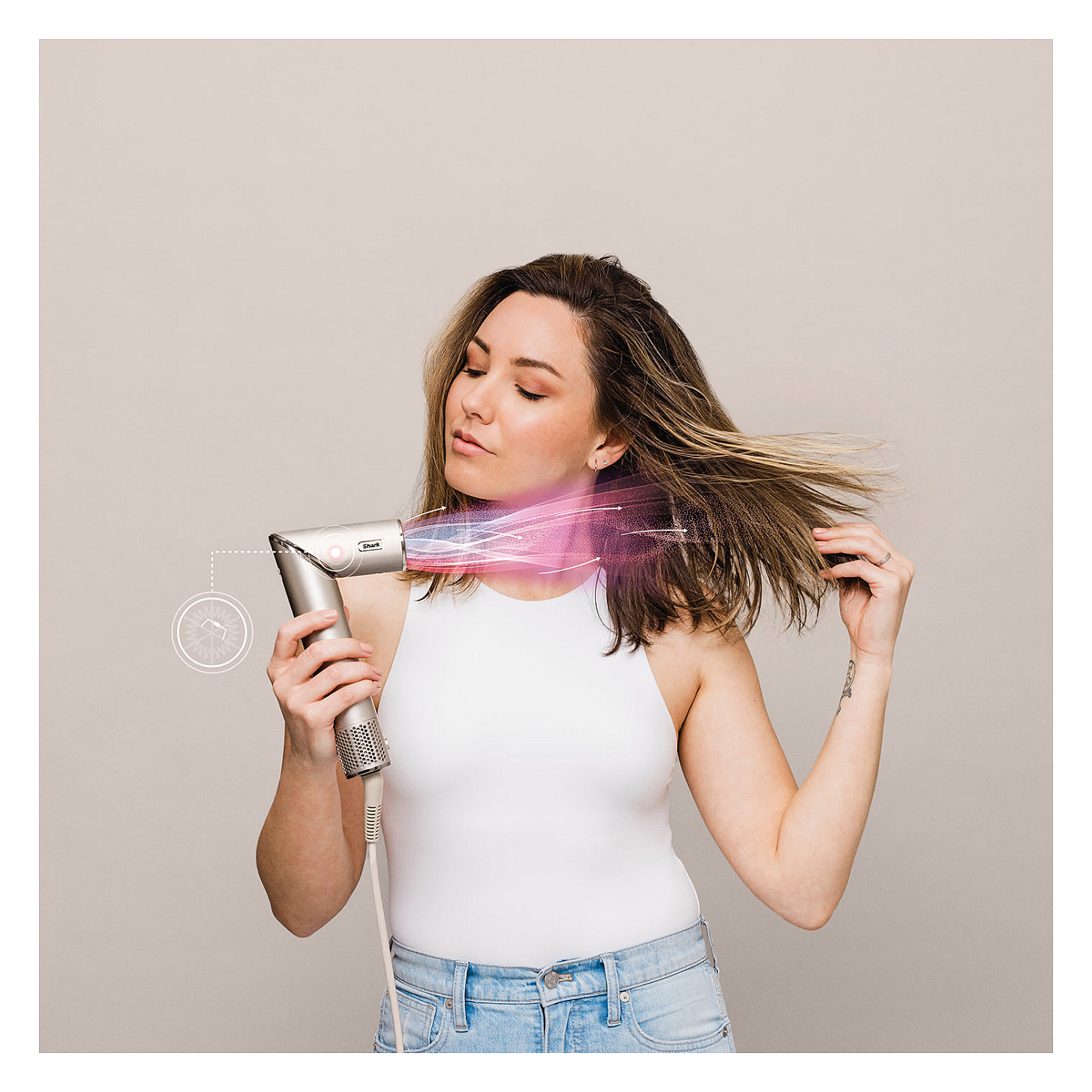 FlexStyle Stilues & Tharëse Flokësh Shark HD446SLEU - Bardhë - 6