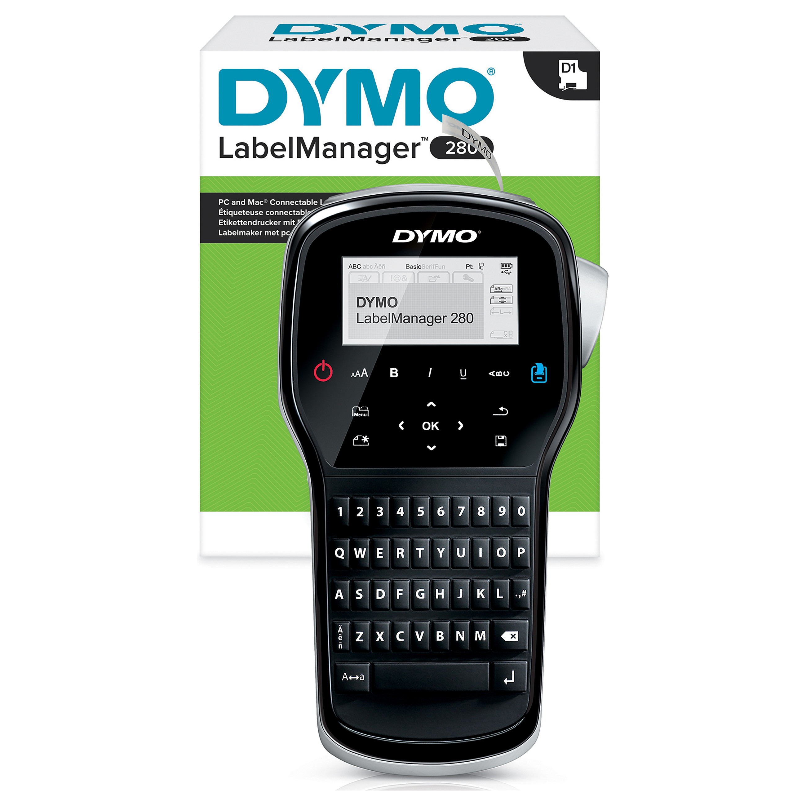 Printer Label DYMO LabelManager 280 QWZ / Thermal Transfer / 180 × 180 DPI / 15 mm/s - Zezë/Argjend