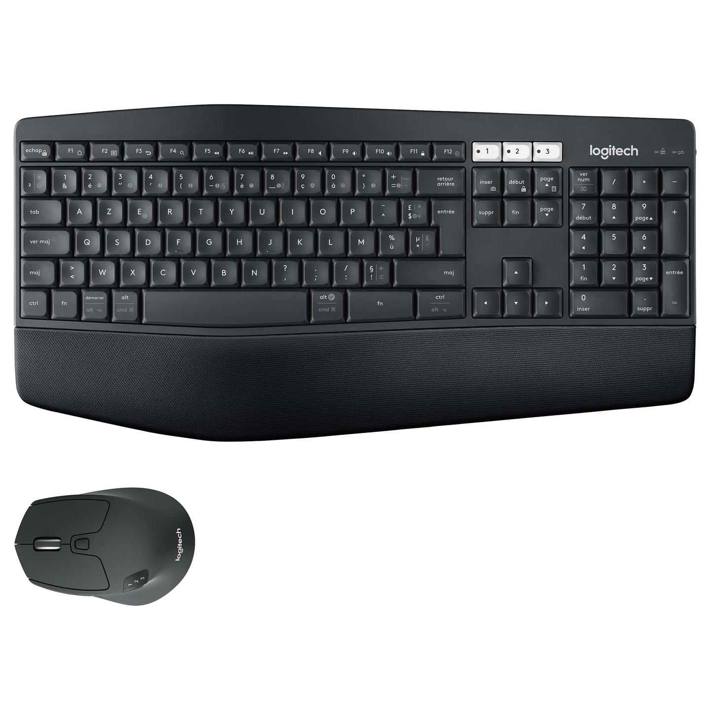 Combo Logitech MK850 Performance / 2.4 GHz + Bluetooth / Tastierë Full-Size / AZERTY / French / Maus 1000 DPI / 8 Butona - Zezë