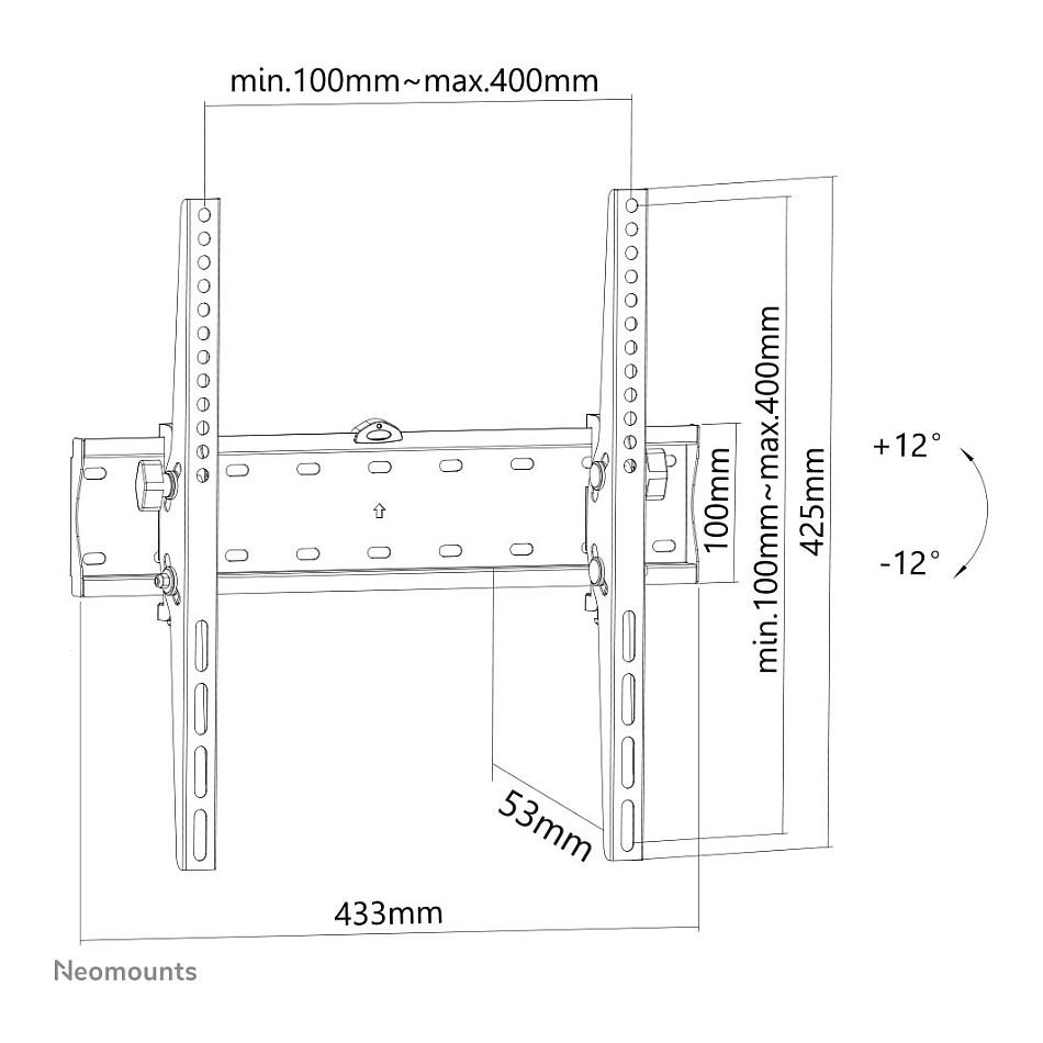 Mbajtëse për TV Neomounts FPMA-W350BLACK / 32–55" / deri 40kg / VESA 200x200–400x400 / Tilt 24° / Montim në Mur - Zezë - 15