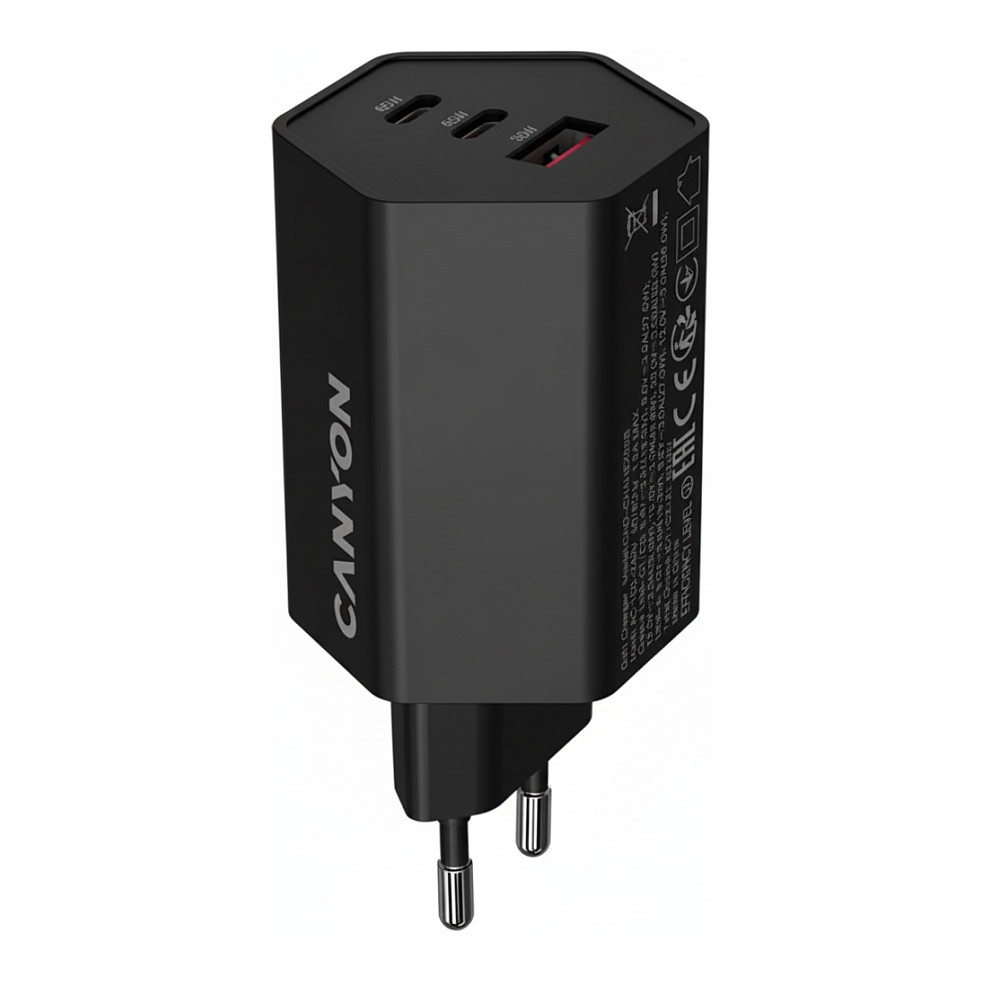 Adapter CANYON HEXAGON 65 / GaN / 65W / 2× USB-C PD + USB-A QC / EU - Zezë