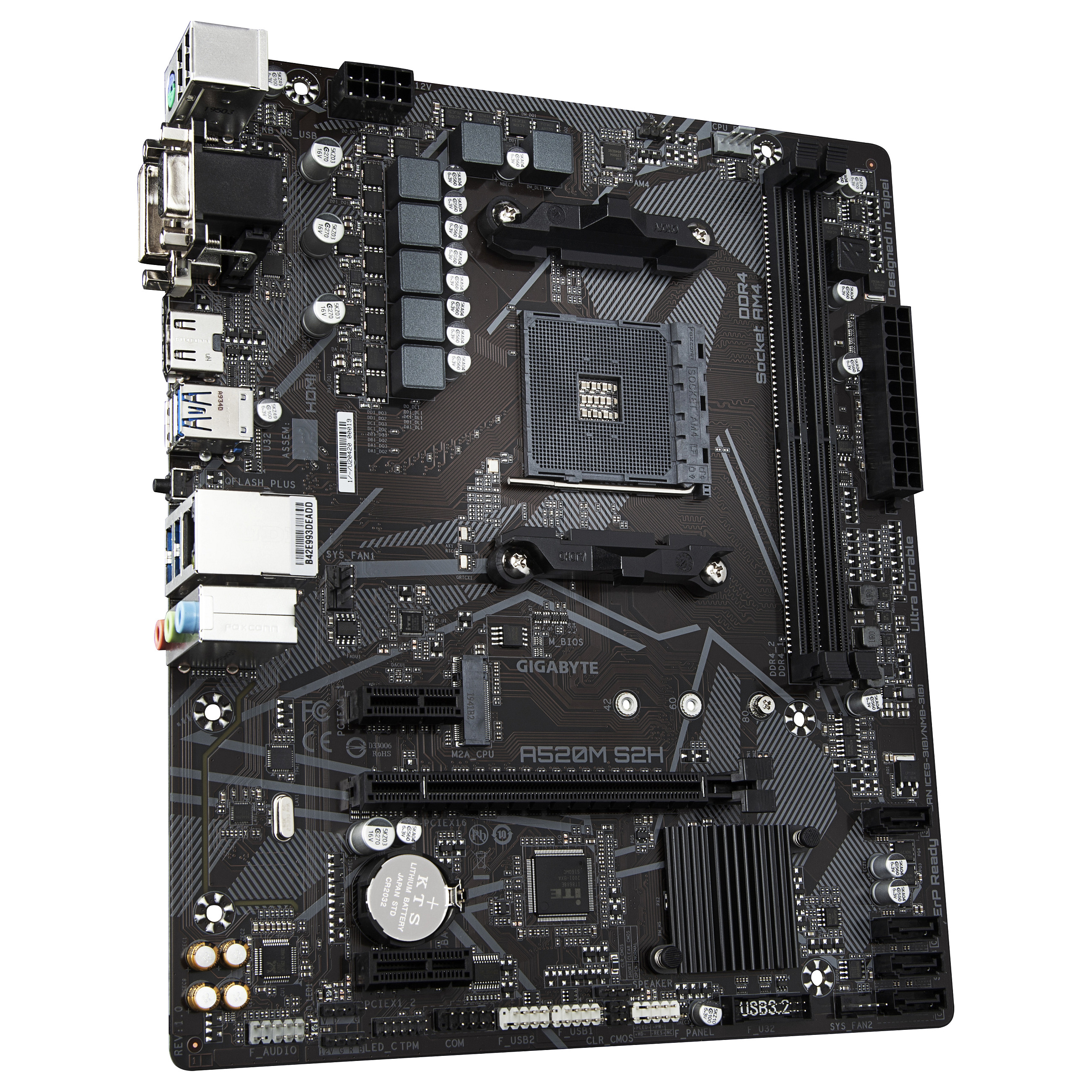 Pllakë Amë  AMD AM4 Gigabyte A520M S2H / mATX / DDR4 / HDMI+VGA+DVI - 3