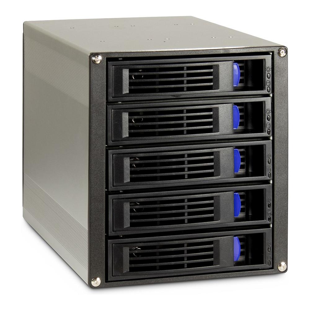 Këllëf për disqe Inter-Tech ST-5255, 5-Bay, 2.5"/3.5", SATA/SAS, Hot-Swap, 3x 5.25" - Zezë