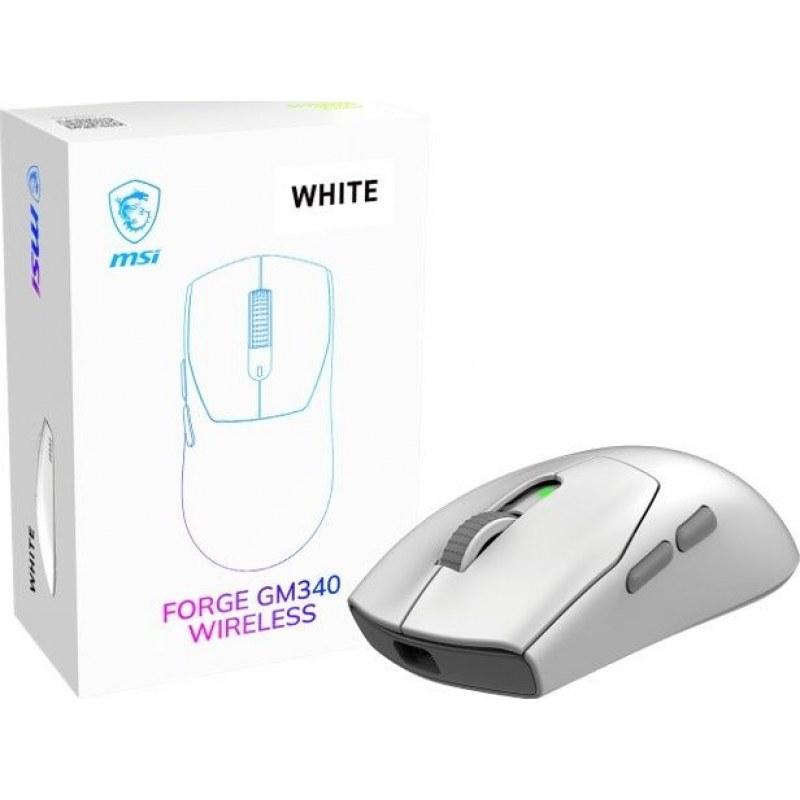 Maus Gaming  MSI Forge GM340 W / 12.000 DPI / 1.000 Hz / 6 Butona / RGB / Bluetooth 5.2 – Bardhë
