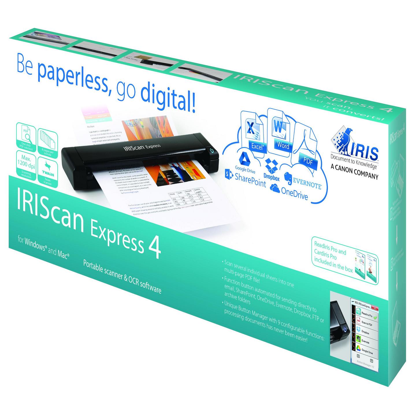 Skaner I.R.I.S. IRIScan Express 4 / Sheet-fed / A4 / 1200 × 1200 DPI / USB - Zezë - 10