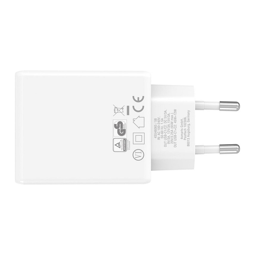 Adapter Wall Charger 4smarts PDPlug Slim Dual 65W GaN 2xUSB-C - Bardhë - 6