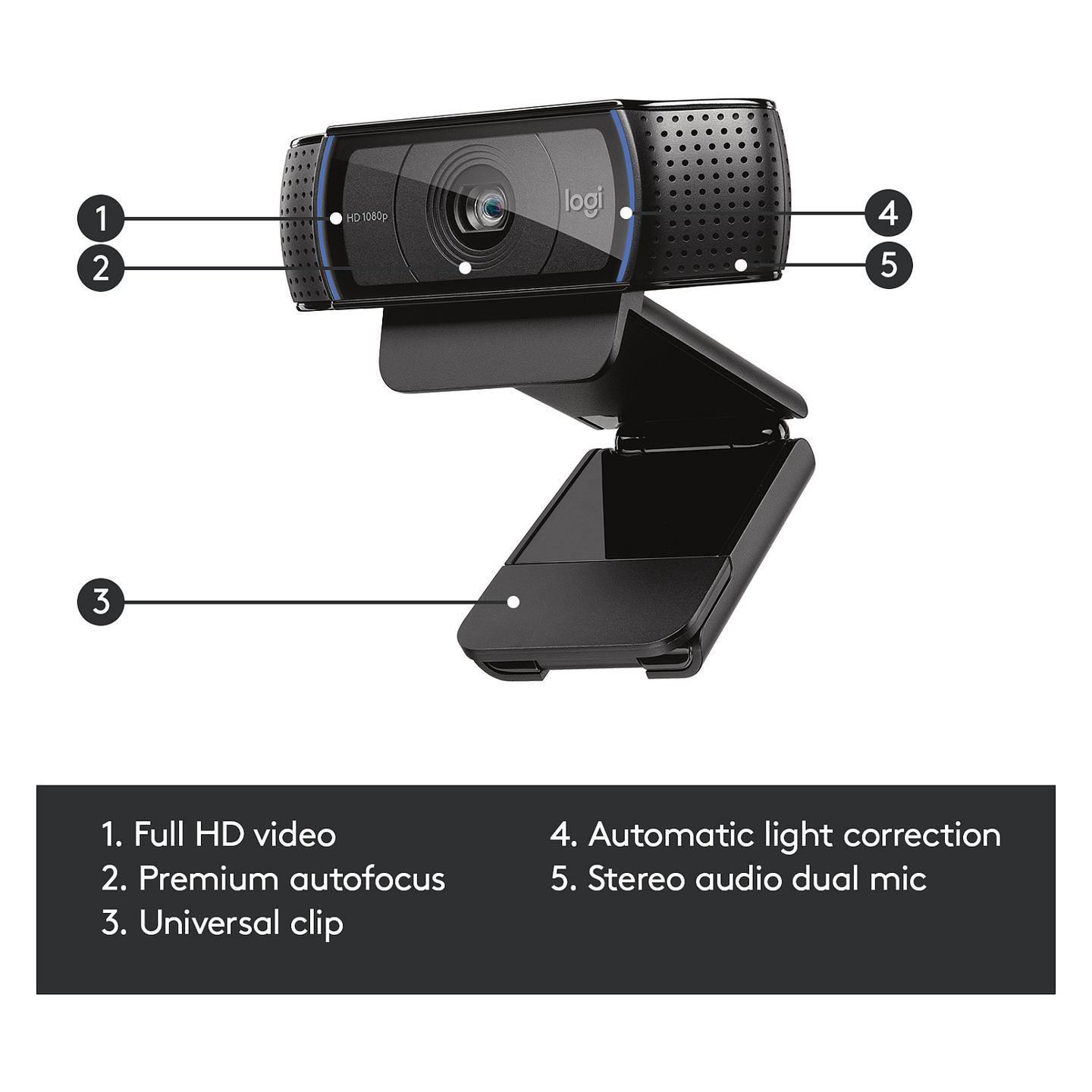 Webcam Logitech C920 HD Pro / Full HD 1080p / 78° / Autofokus / 2 Mikrofona / USB 2.0 - Zezë - 5