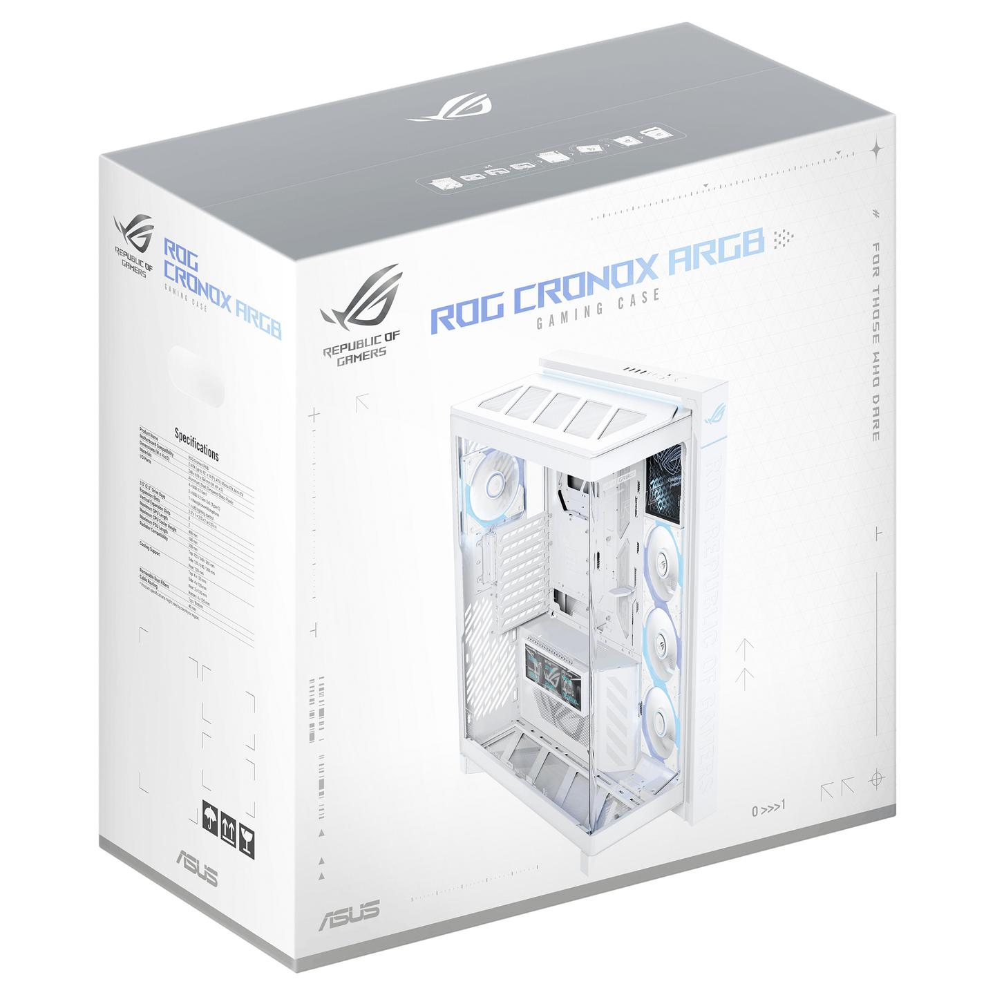 Kasë ASUS ROG CRONOX GR801, Curved Tempered Glass, ARGB - Bardhë - 21