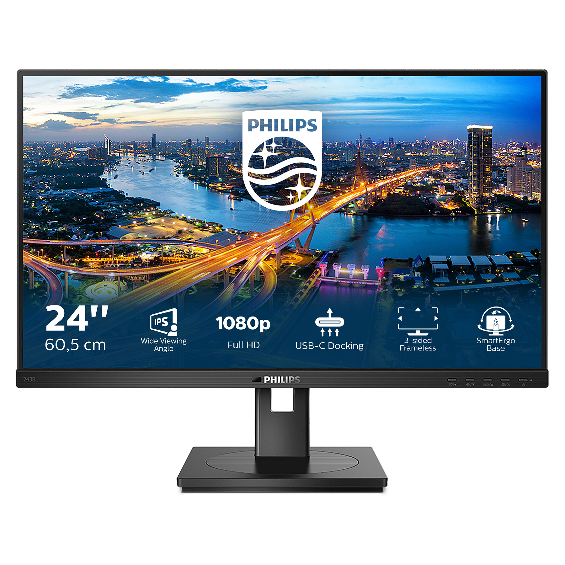 Monitor Philips 243B1 / 23.8″ / FHD IPS LED / 75Hz / 4ms / HDMI + DP + USB‑C + USB Hub - Zezë - 2