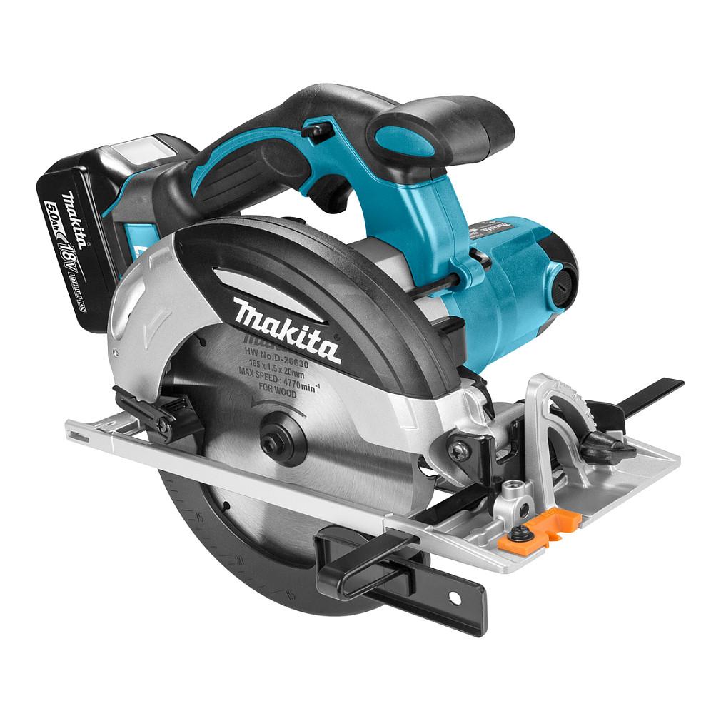 Sharrë Rrethore me Bateri Makita DHS630RTJ, 18V, 3100rpm, Disk 165mm, Prerje 66mm, 2 Bateri 5.0Ah, me Karikues dhe Valixhe - Blu