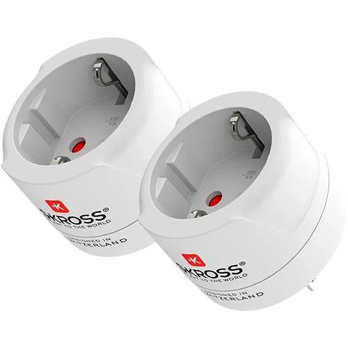 Adapter Universal SKROSS Europe to USA, 2 copë, 100–250V, 15A - Bardhë