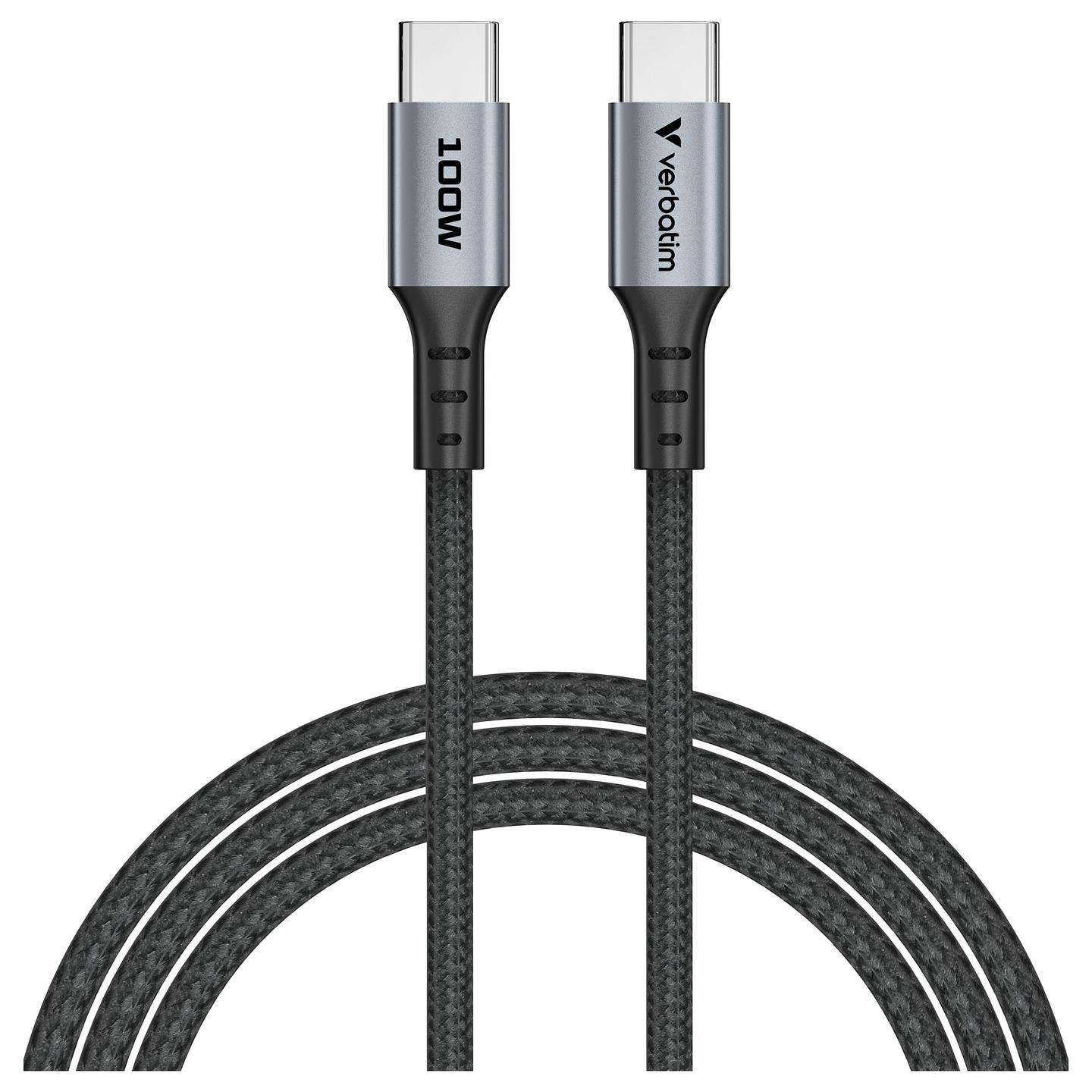 Kabllo USB Verbatim 31846, USB-C në USB-C, 120 cm, USB 2.0, 100W, Power Delivery 3.0, Quick Charge 3.0 – Zezë - 3