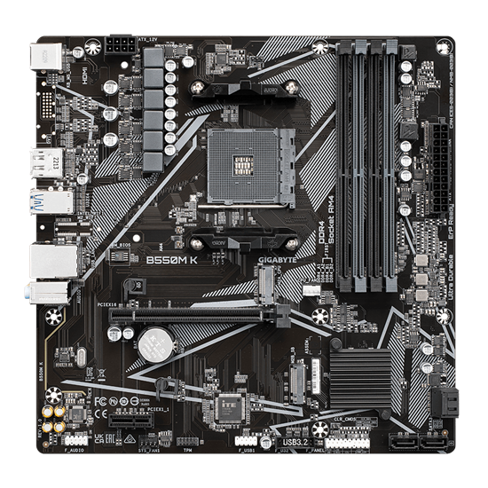 Pllakë Amë Gigabyte B550M K / AM4 / B550 / DDR4 / mATX / Dual M.2 / Gigabit LAN - 2