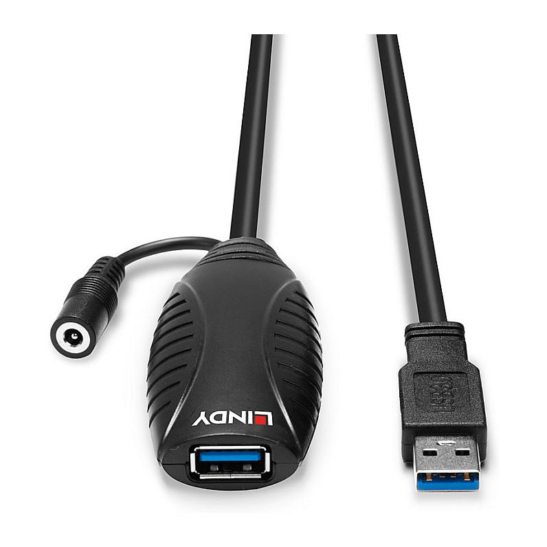 Kabllo USB LINDY 43156, USB 3.0, USB-A Mashkull në USB-A Femër, 5Gbps, 10m, Zgjatuese Aktive - Zezë - 4