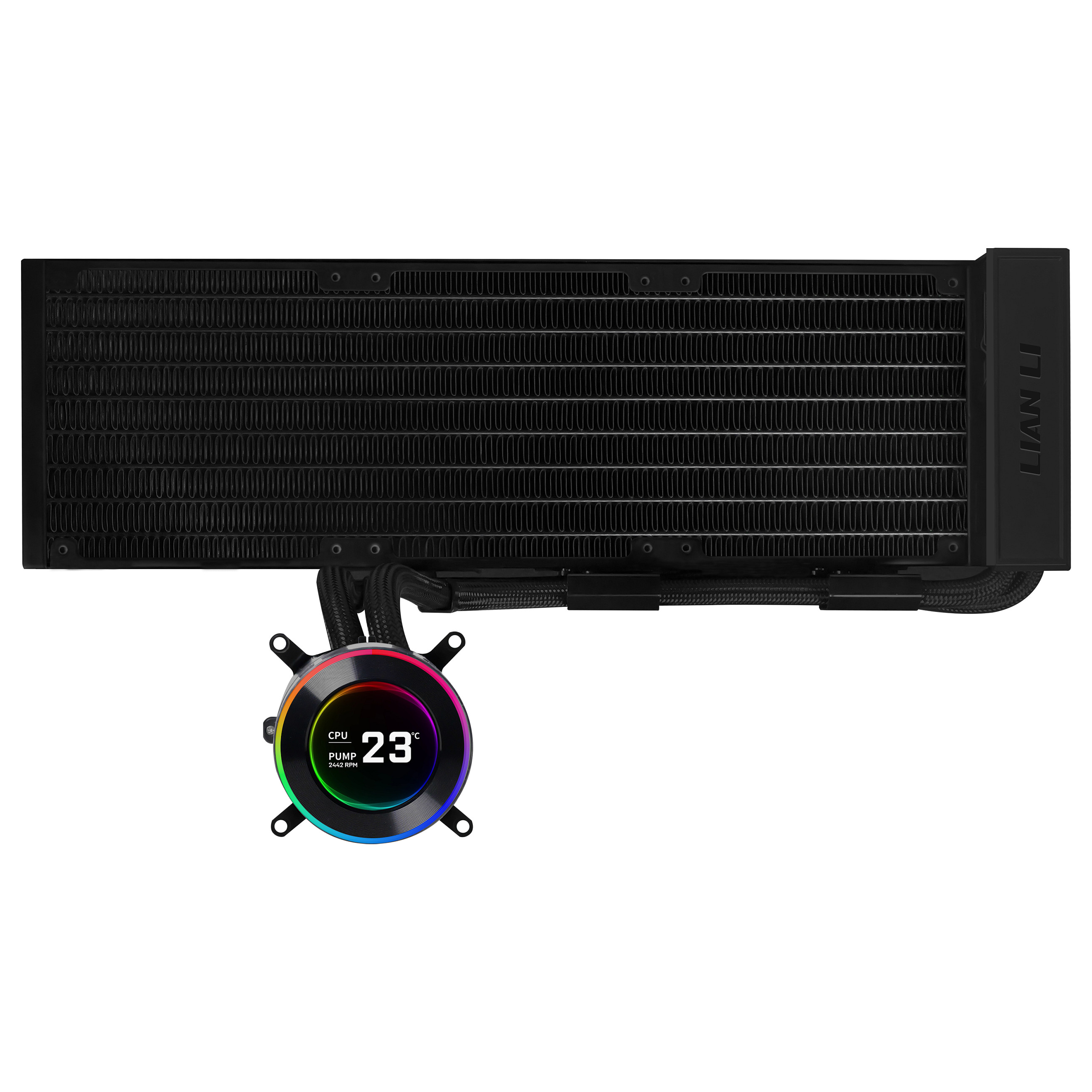 Ftohës për Procesor Lian Li HydroShift II LCD-C 360N / AIO / 360mm / Pa Ventilatorë / 2.1" IPS LCD / 400×122×22mm / LGA1700/1851 / AM4/AM5 – Zezë