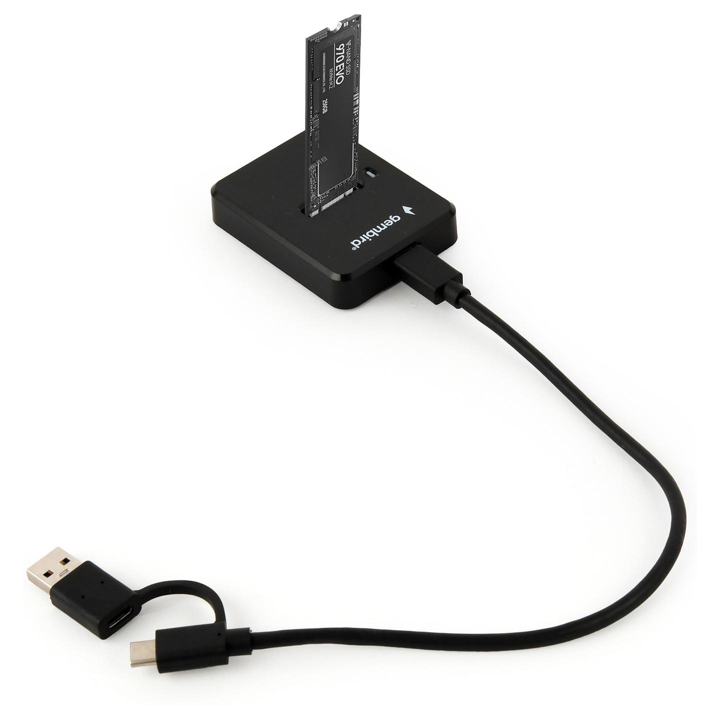 Docking Station Gembird DD-U3M2, USB-C 3.2 Gen 2, M.2 SATA/NVMe SSD, deri në 10 Gbps – Zezë