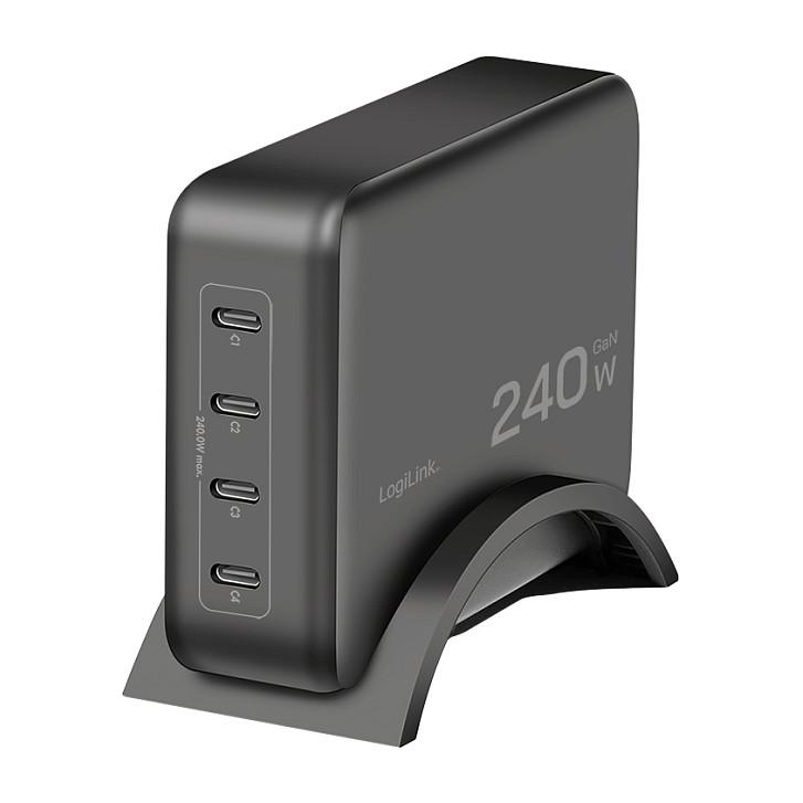 Karikues LogiLink USB-C Desktop, 240W, GaN, 4x USB-C, PD 3.1 – Zezë