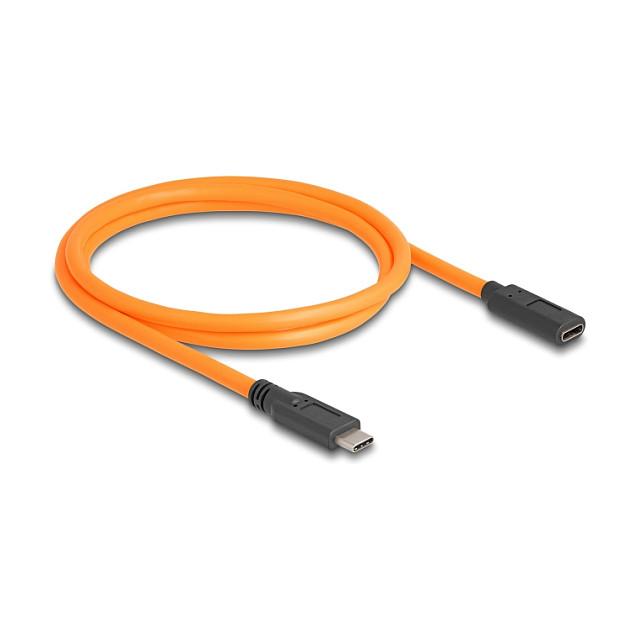 Kabllo USB DeLOCK 87960 / USB-C Mashkull në USB-C Femër / USB 5 Gbit/s / Power Delivery 100W / Tethered Shooting / 1 m - Portokalli - 1