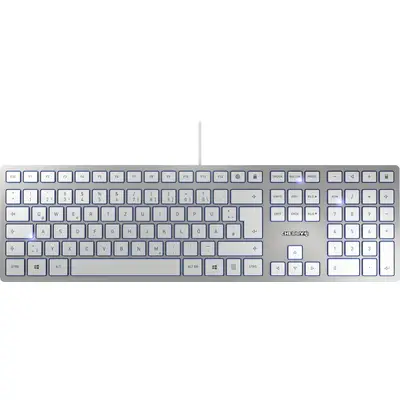 Tastierë me Kabllo Cherry KC 6000 Slim / USB-A / 105 Tasta / 6 Multimedia – Argjend
