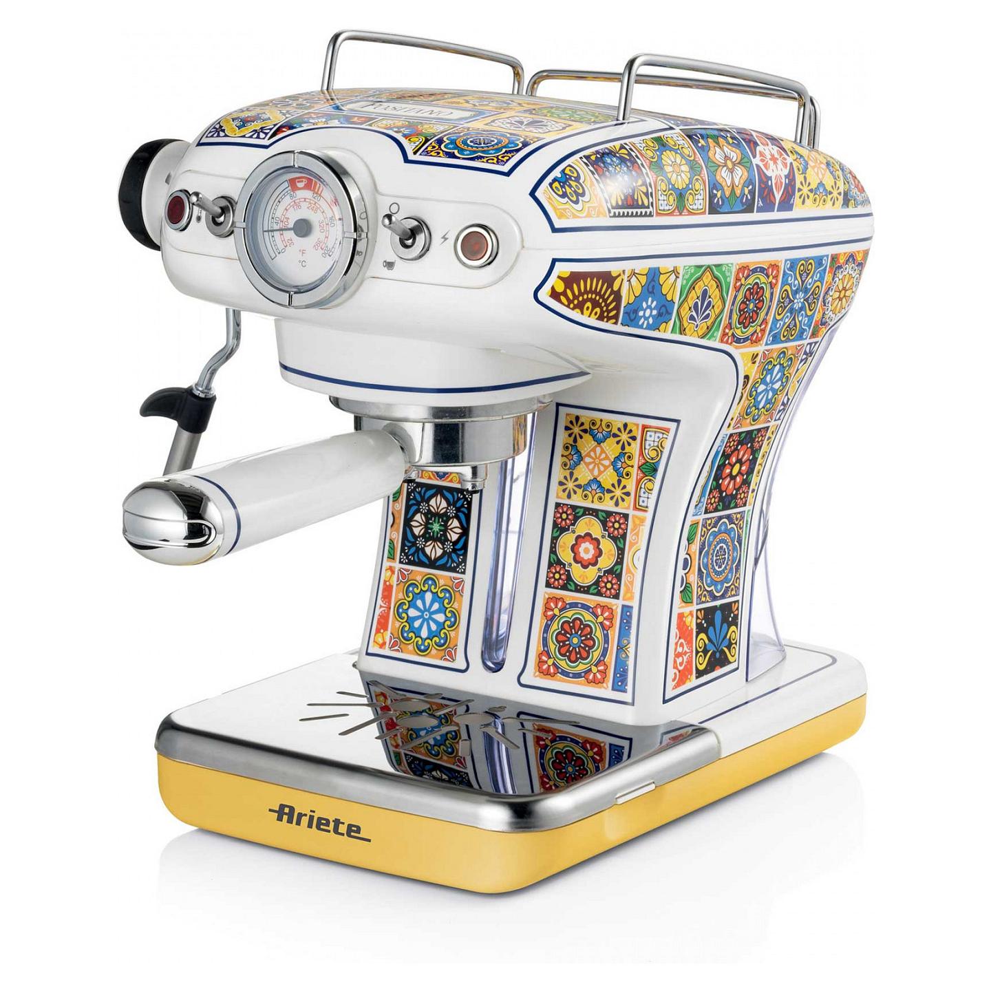 Aparat Manual për Espresso Ariete Positano 1389/1P, 850 W, 15 bar, Rezervuar 0.9 L, Kapsula ESE - Bardhë/Shumëngjyrësh