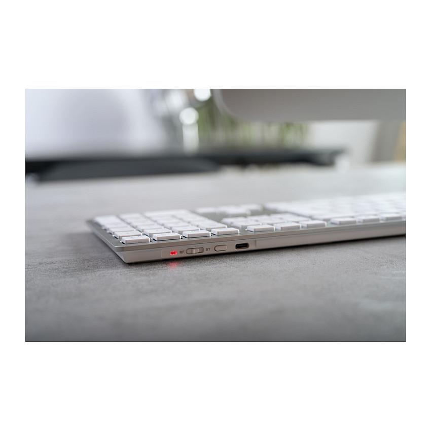 Tastierë pa kabllo CHERRY KW 9100 SLIM FOR MAC, Wireless, 2.4GHz + Bluetooth, GB Layout, 105 + 6 Taste, Mac - Argjend, Bardhë - 5