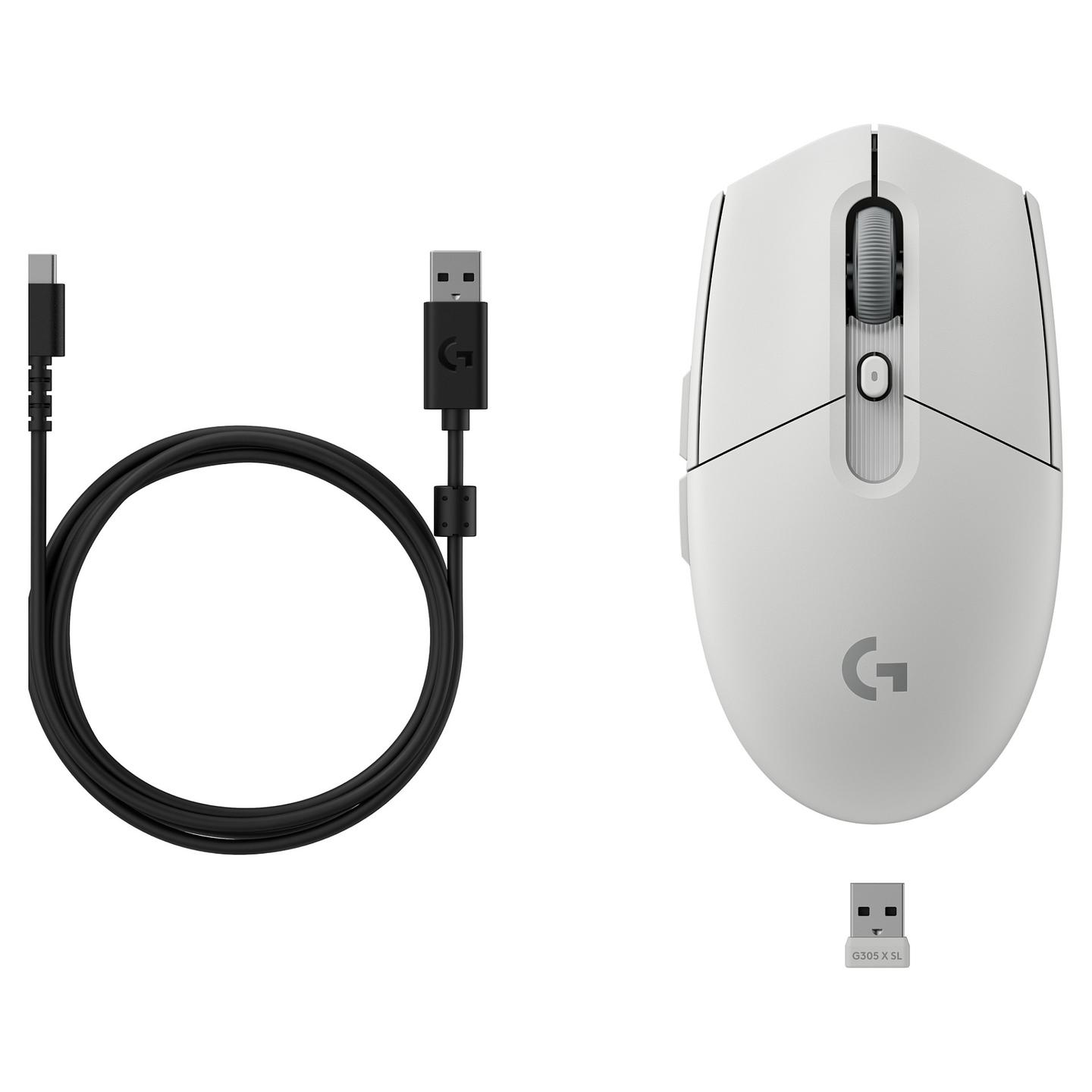 Maus Gaming Logitech G305 X SUPERLIGHT, Wireless, HERO 44K, 44000DPI, 6 Butona, Bluetooth + LIGHTSPEED 2.4GHz - Bardhë - 6