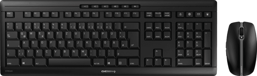 Combo (Tastierë & Maus) CHERRY STREAM DESKTOP RECHARGE, Pa kabllo, 2.4 GHz, Full Size, QWERTZ Gjerman, 2400 DPI – Zezë