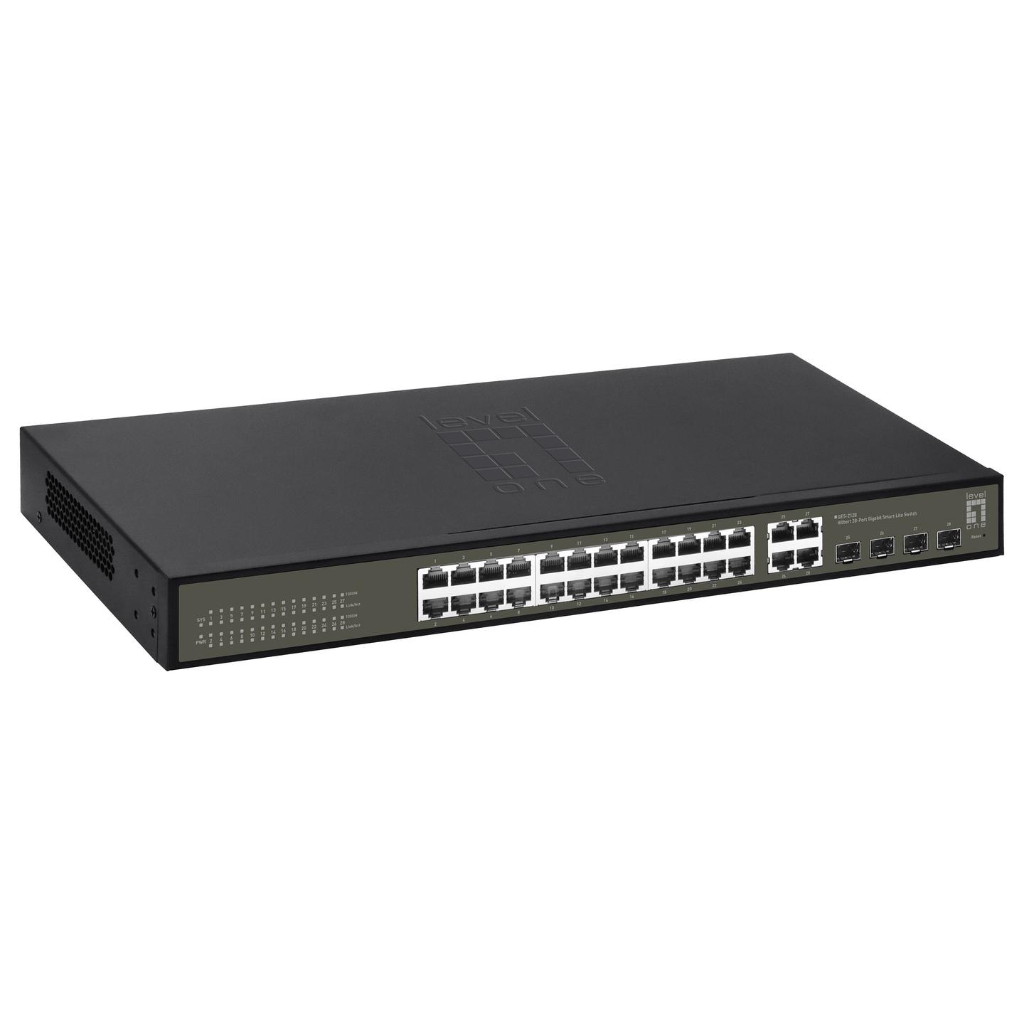 Switch LevelOne GES-2128, 24x Gigabit RJ45, 4x Gigabit SFP/RJ45 Combo, Layer 2, Switching Capacity 56Gbps, VLAN, QoS, Rackmount 19" - Zezë - 4