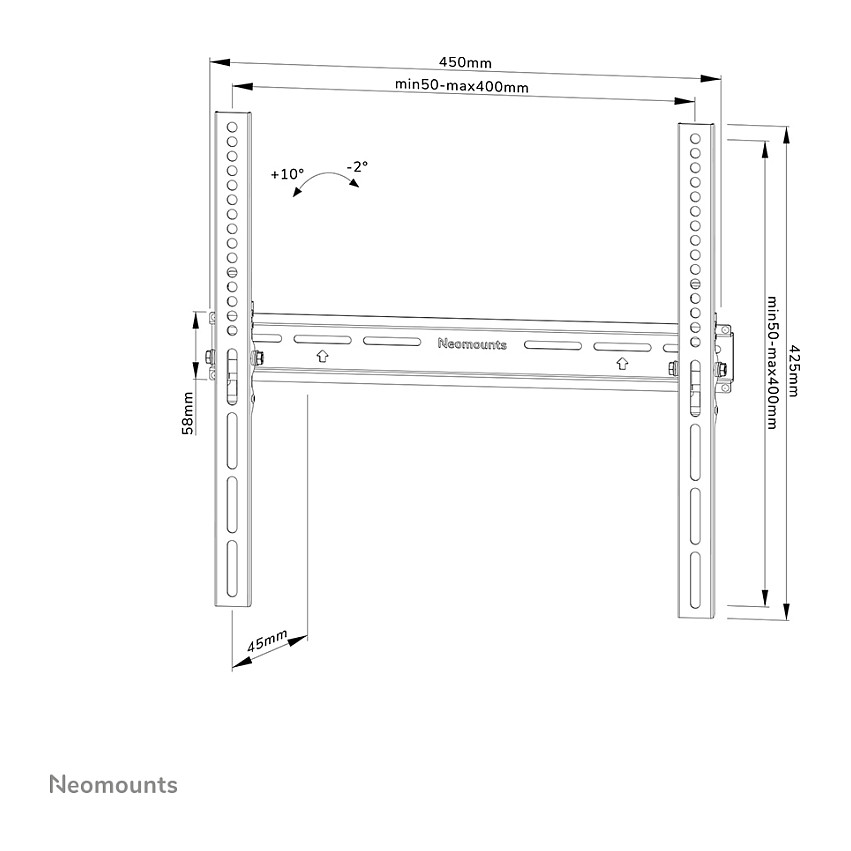 Mbajtëse për TV Wall mount tiltable for 32-65' screens 35KG Black Neomounts - 16