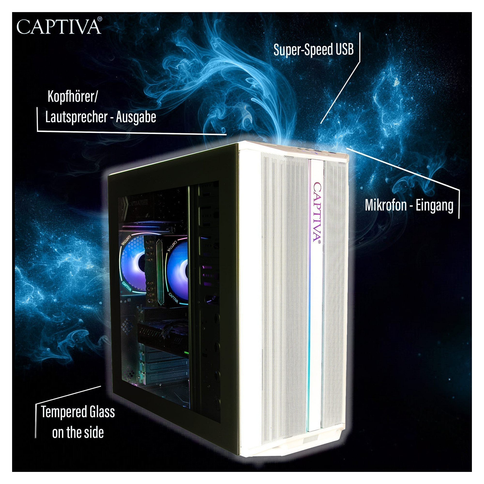 Kompjuter Gaming Captiva Advanced R98-608 / Ryzen 7 5700X / 32GB RAM / 1TB SSD / RTX 5060 - Bardhë - 9