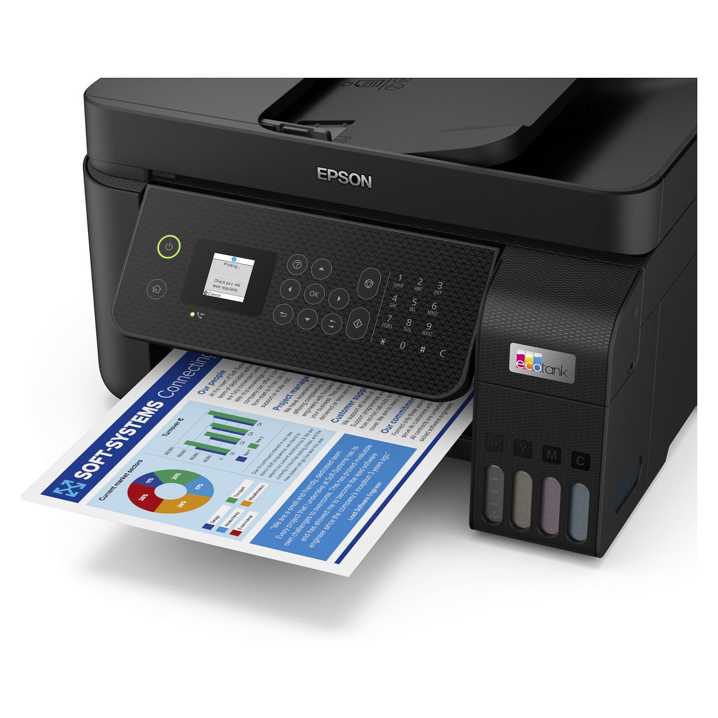 Printer Multifunksional me Ngjyra Epson EcoTank ET-4800 / A4 / Inkjet / 5760 × 1440 DPI / 15 ppm / ADF / Fax / Wi-Fi / Ethernet / USB - Zezë - 8