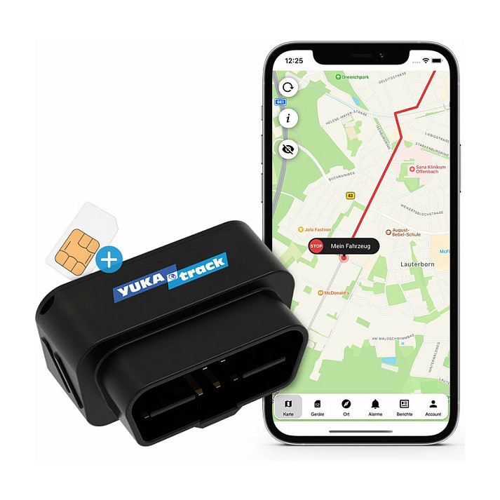 IoT YUKAtrack AIO GPS OBD2 Car Tracker with SIM + Data Flat