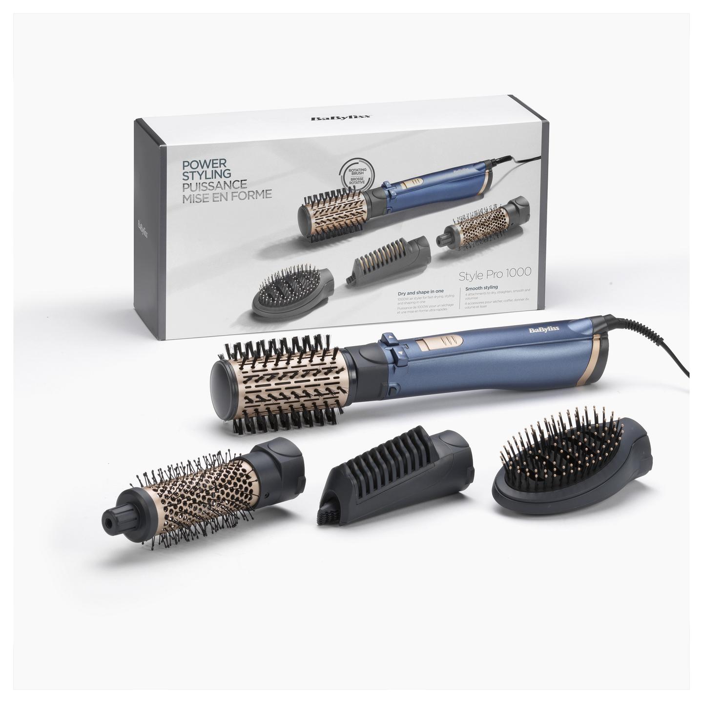 Furçë për Stilimin e Flokëve BaByliss AS965E / Style Pro 1000 / 1000W / 4 Aksesorë / Jonizim / 2 Temperatura – Blu - 2