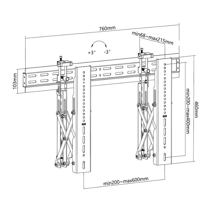 Mbajtëse Muri për TV Equip 650351 / 37"-70" / 45kg / Pop-Out / Video Wall - Zezë - 11