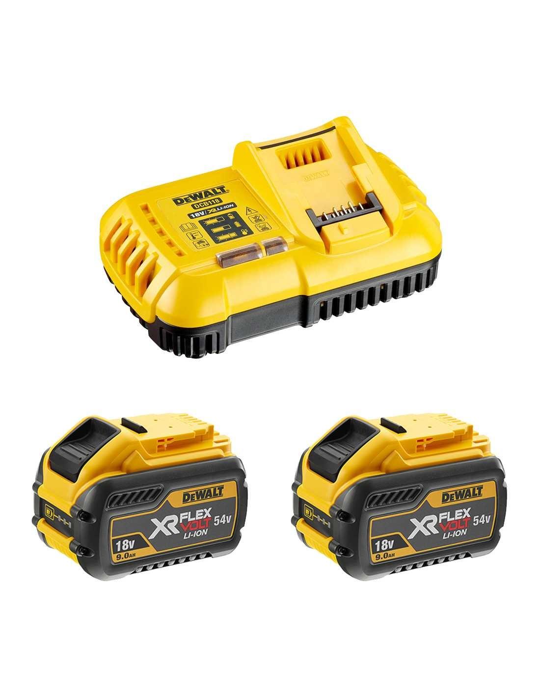 Set Baterish dhe Karikues DeWALT DCB118X2-QW, 2x54V, 9Ah, 162Wh, XR FLEXVOLT, Karikues i Shpejtë DCB118 - Zezë/Verdhë