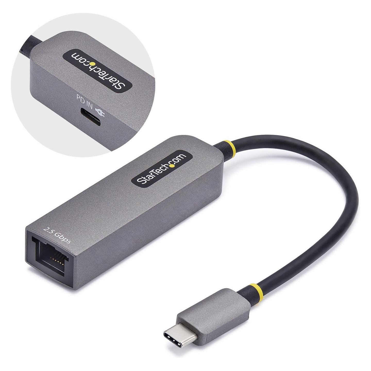 Adapter Rrjeti USB-C StarTech 2GPD3-USB-C-ETHERNET, 2.5GbE, RJ45, 100W PD - Gri