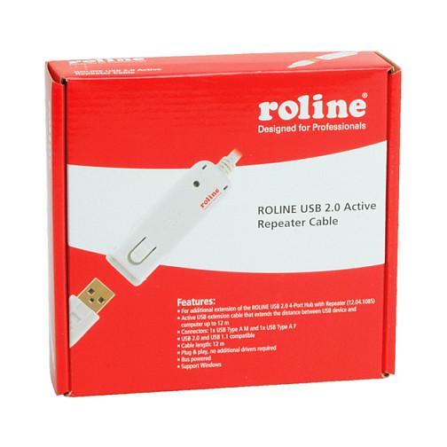 Kabllo USB ROLINE 12.04.1086, USB 2.0, USB-A në USB-A, Repeater aktiv, 12m - Bardhë - 2