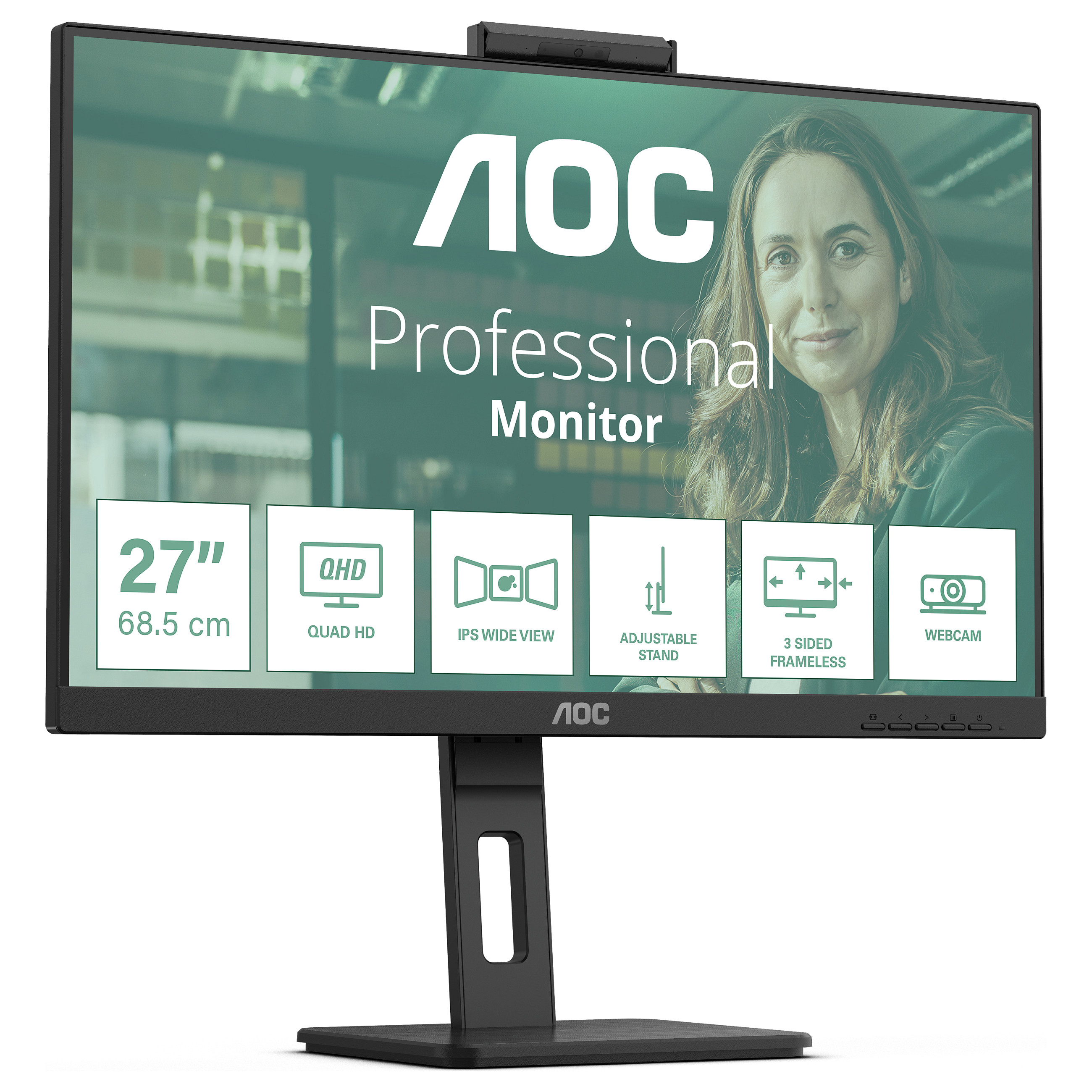 Monitor AOC Q27P3QW / 27″ / QHD IPS / 100 Hz / 4ms / HDMI + DP + USB-C + USB - Zezë - 2