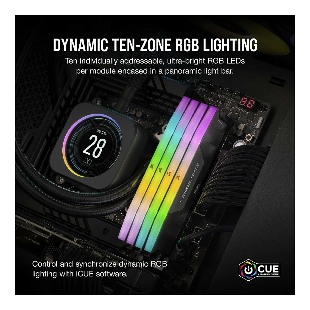 RAM Memorie DDR5 Corsair VENGEANCE RGB / 32 GB / 7000 MTs / CL40 / (2x16GB) - 9
