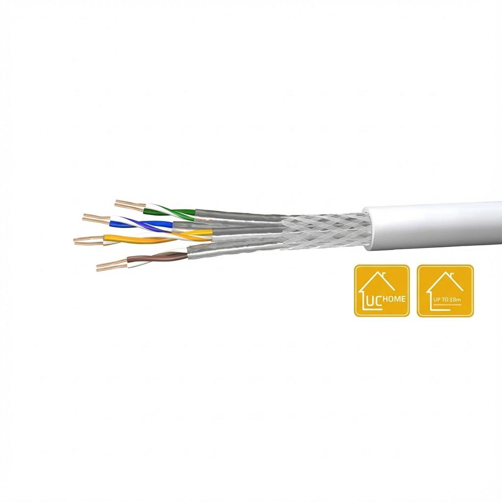 Kabllo për Rrjet DRAKA UC HOME SS26 / Cat.7 / S/FTP / PiMF / AWG 26 / 600 MHz / 100 m - Bardhë