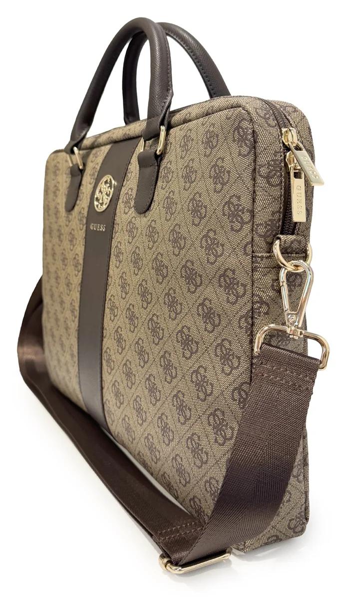 Çantë për Laptop GUESS PU 4G Stripe Metal Logo, 14" - Kafe - 3
