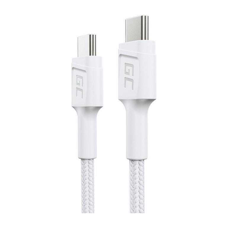 Kabllo USB Green Cell GC PowerStream KABGC31W / USB-C në USB-C / USB 2.0 / 60W / 0.3m - Bardhë