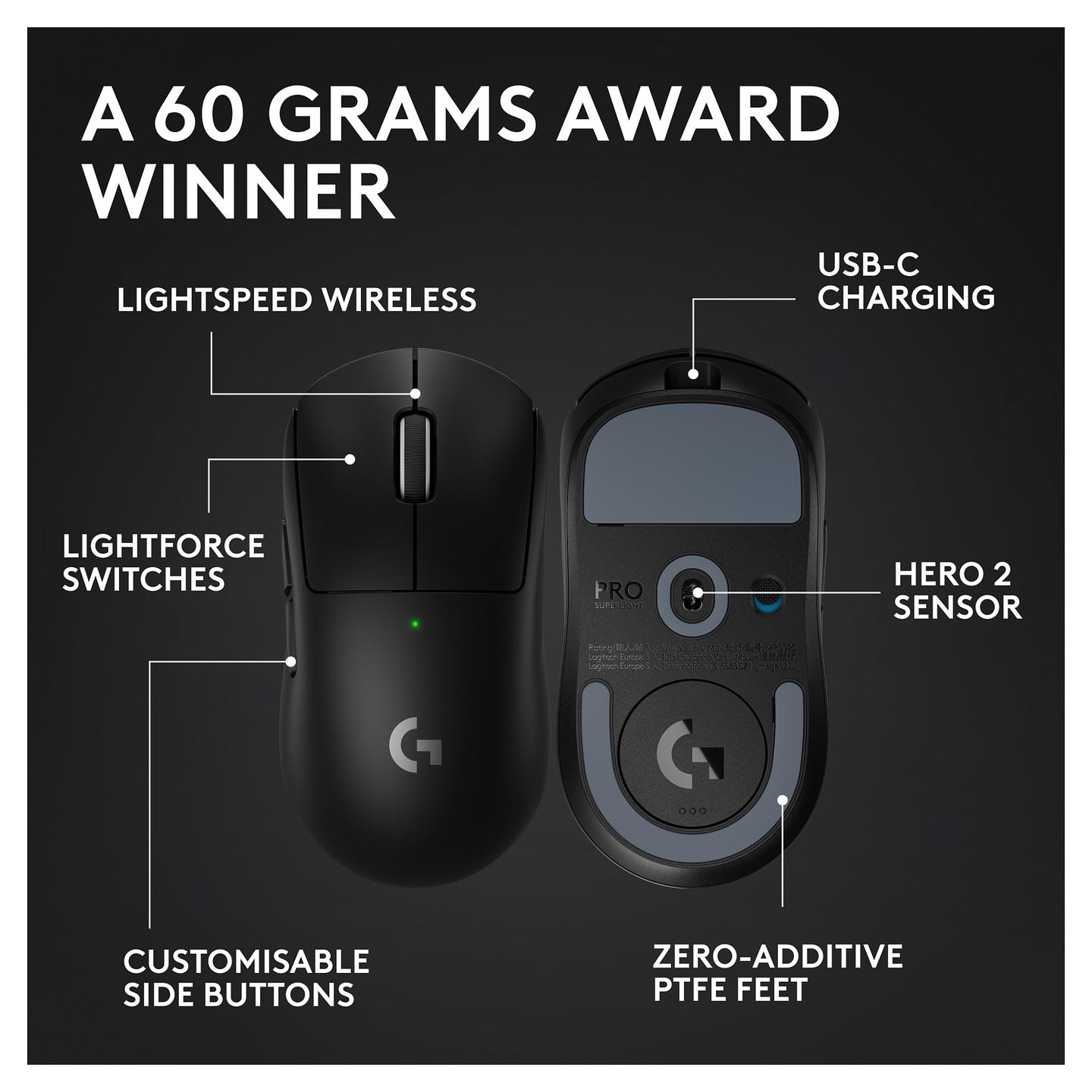 Maus Gaming Logitech G PRO X Superlight 2 / Optical / 32000 DPI / 0.5 ms / Wireless / Lightspeed - Zezë - 11