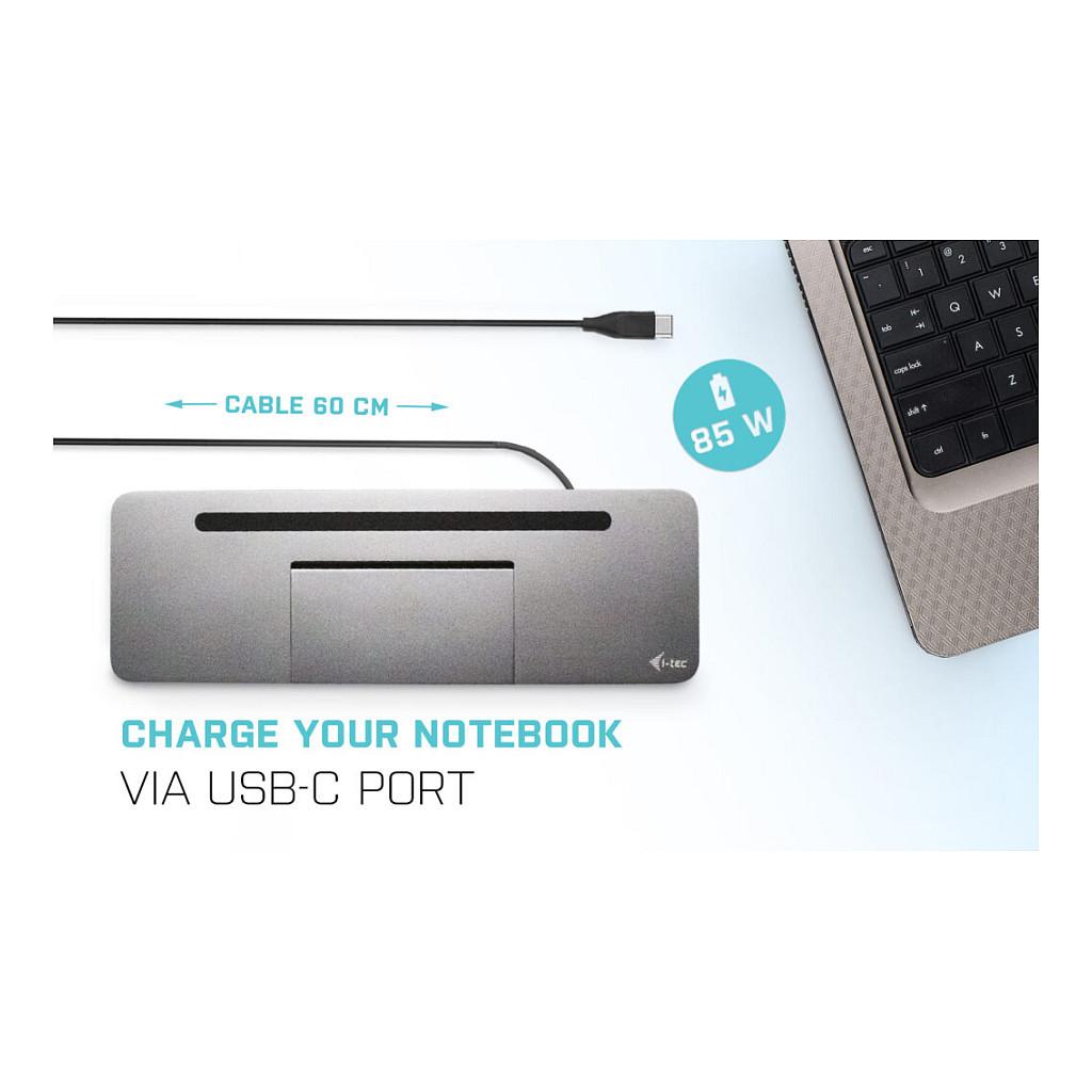 Docking Station i-tec C31FLATPRO100, USB-C, 3x Monitor, PD 85W, HDMI, DisplayPort, VGA, USB, LAN - Hiri - 14