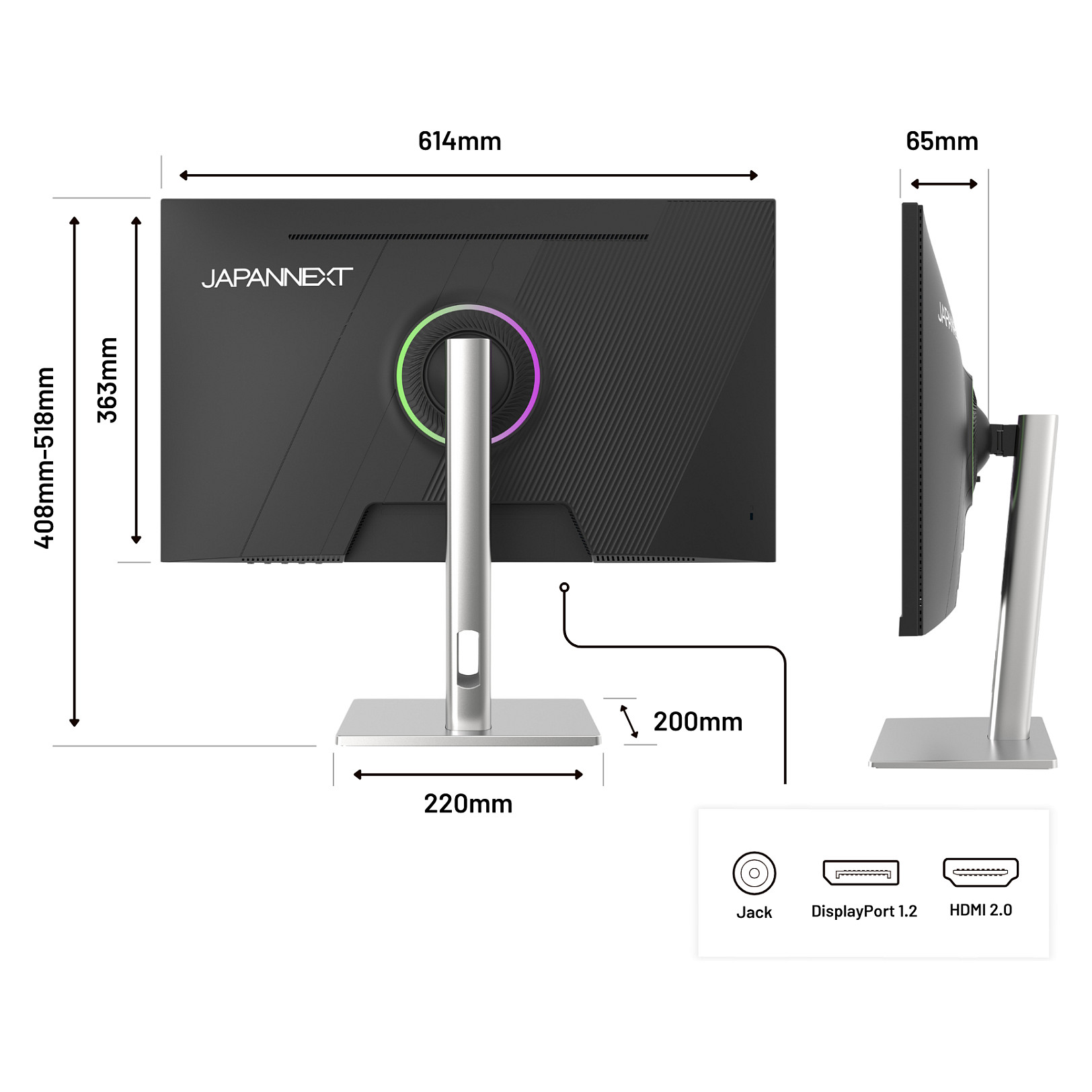 Monitor Gaming JapanNext / 27"/ Full HD IPS / LED / 200Hz / 0.5ms / HDMI+DP - Argjend - 15