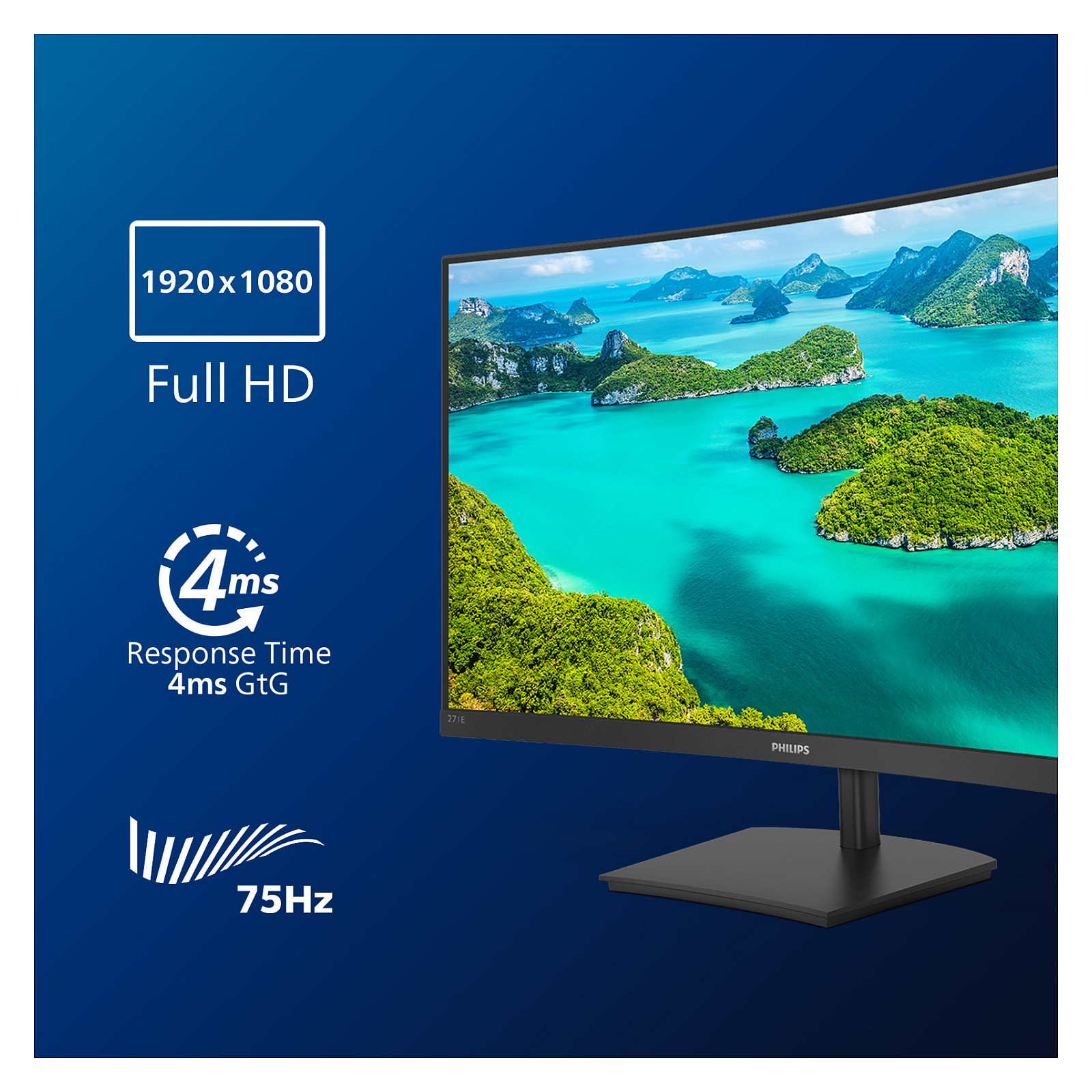 Monitor Philips E Line 271E1SCA/00 / 27" / Full HD VA Curved / 75Hz / 4ms / HDMI+VGA - Zezë - 7