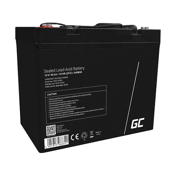 Bateri AGM Green Cell AGM56, 12 V, 50 Ah, VRLA, Pa Mirëmbajtje – Zezë